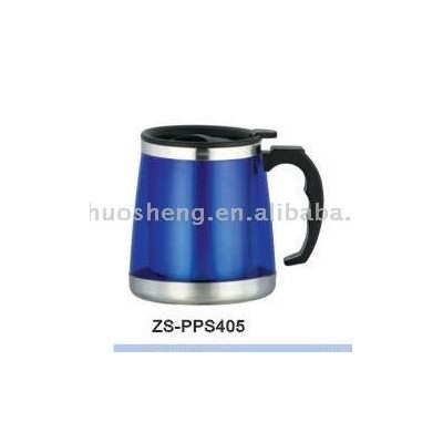 Direct manufacture 500ML double wall inner stainless steel outer plastic office travel mug beer mug made in China